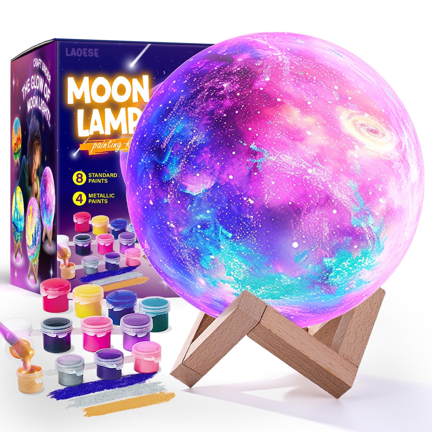 Paint Your Own Moon Lamp Kit, Cool Gifts DIY 3D Moon Night Light, Arts and Crafts for Kids Ages 8-12, Space Art Supplies Craft Kits, Girls Boys Birthday Easter Gifts for Kids Ages 3 4 5 6 7 8-12+