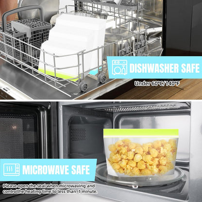 Reusable Freezer Bags - Dishwasher Microwave Safe, Stand Up Silicone and BPA Free Sandwich Bags, Leakproof Food Storage Bags for Meal Prep - 20 Gallon (20 Packs)
