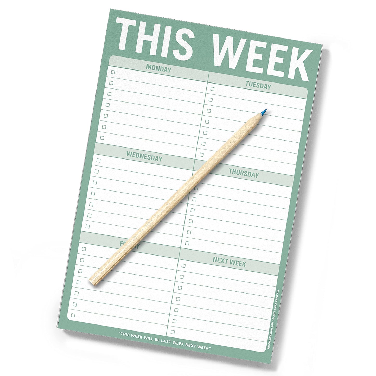 Knock Knock 1-Count This Week Pads, To Do List Notepads, 6 x 9-inches each (Sage Green)