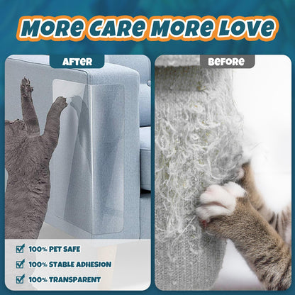 【NO PINS Pain】 Cat Scratch Furniture Protector Thicken Self-Adhesive Single Side Couch Protector from Cat Claws,Furniture Protectors from Cats Scratching,Anti Cat Scratch Deterren Protectors 150"x12"