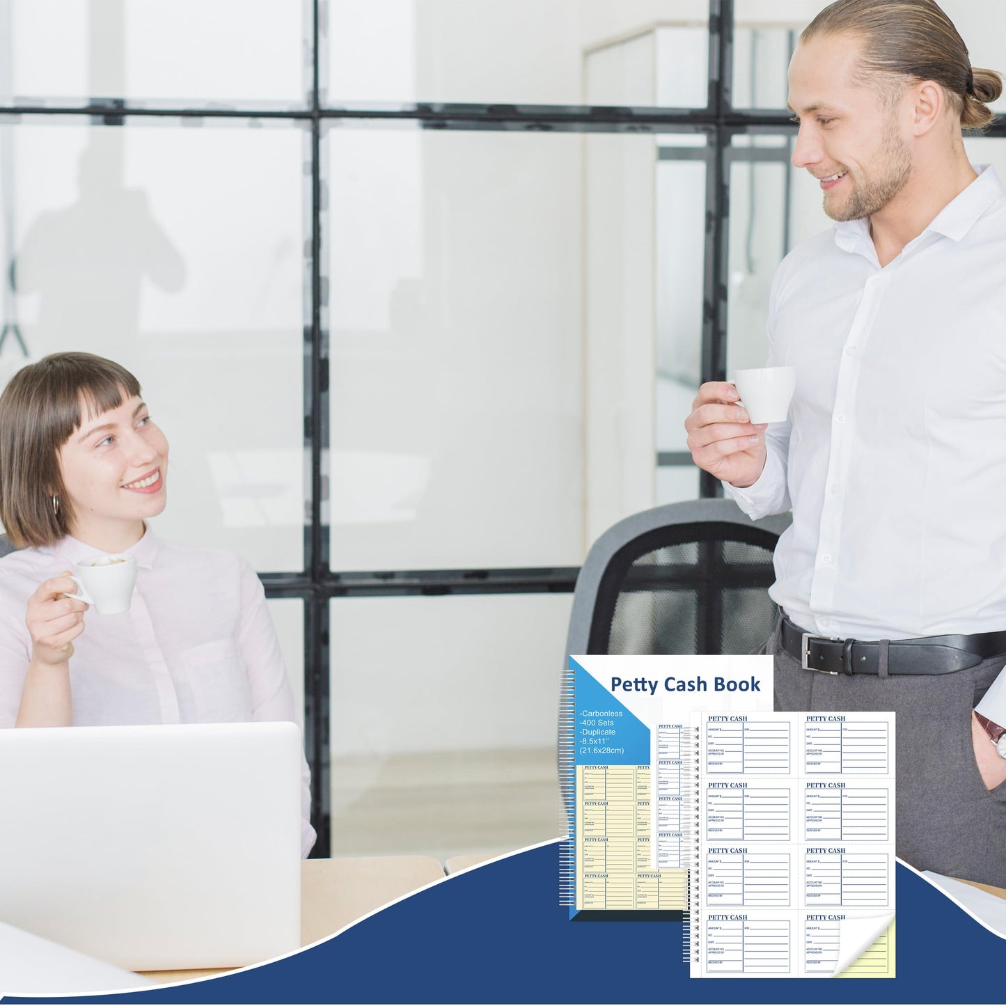 400 Sets Petty Cash Log Book 8.5 x 11 Inch 2 Part Conbonless Copy Petty Cash Receipt Book Cash Receipt Book Deposit Slips Carbonless Duplicate for Office Business Store Accounting (1)