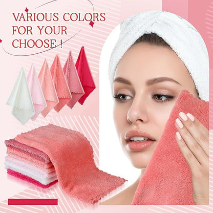 Syhood 12 Pieces Face Wash Cloth 12 x 12 in Makeup Remover Cloths Towel Coral