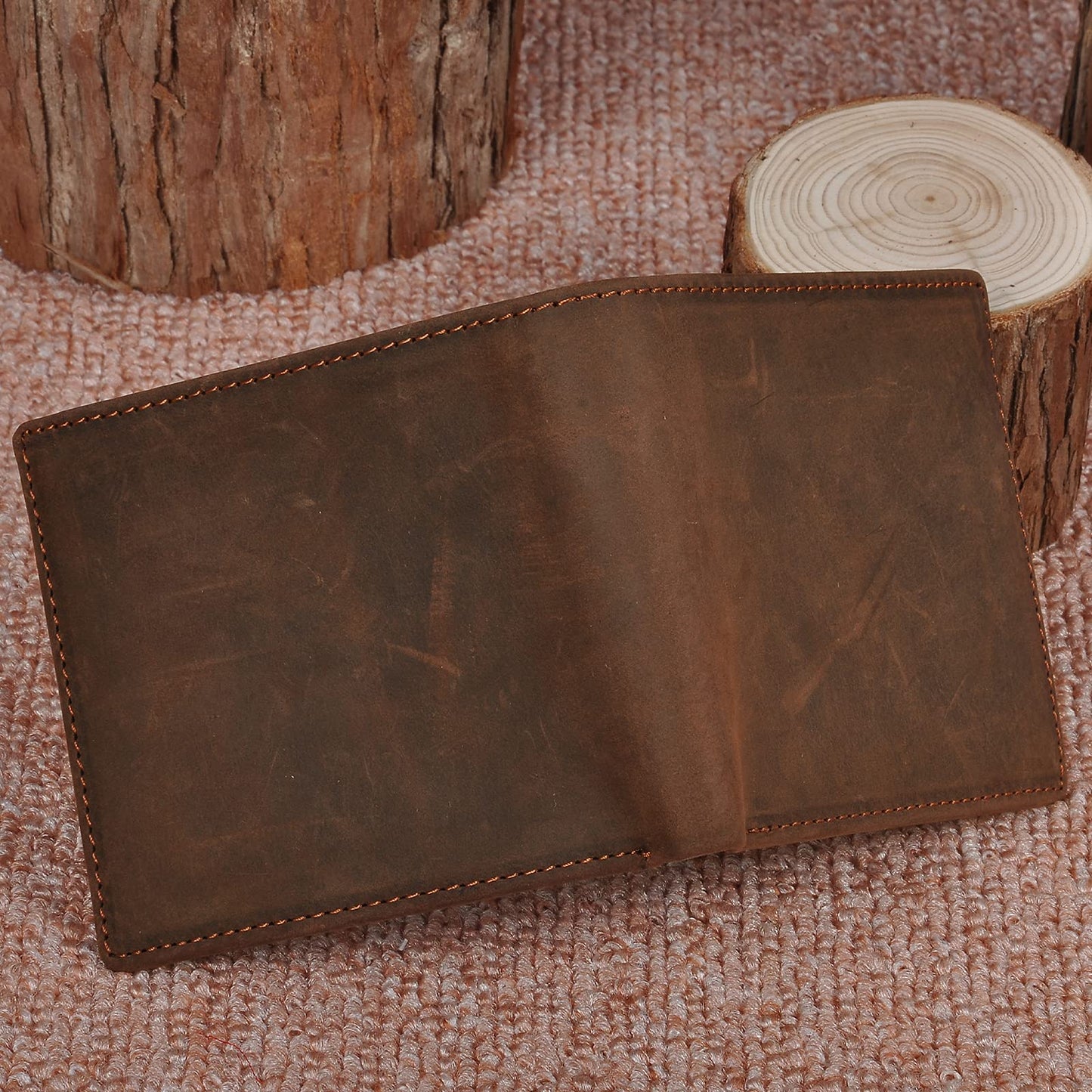 HRS Genuine Leather Wallets for Men, Handmade Vintage Italian Distressed Slim Bifold Men's Wallet with RFID Blocking