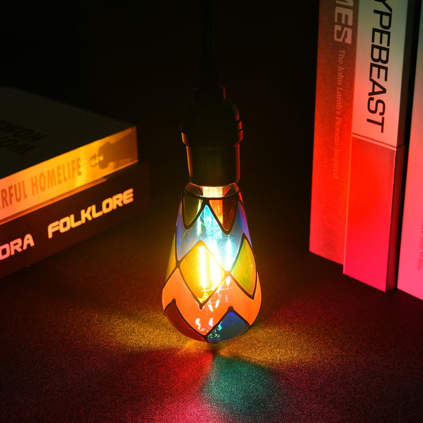 Kitmose 4 Pack Stained Glass Light Bulbs, LED Edison Light Bulb E26 3.5W Replacement Light Bulbs Tiffany Style for Bedroom Living Room Home Christmas Decoration