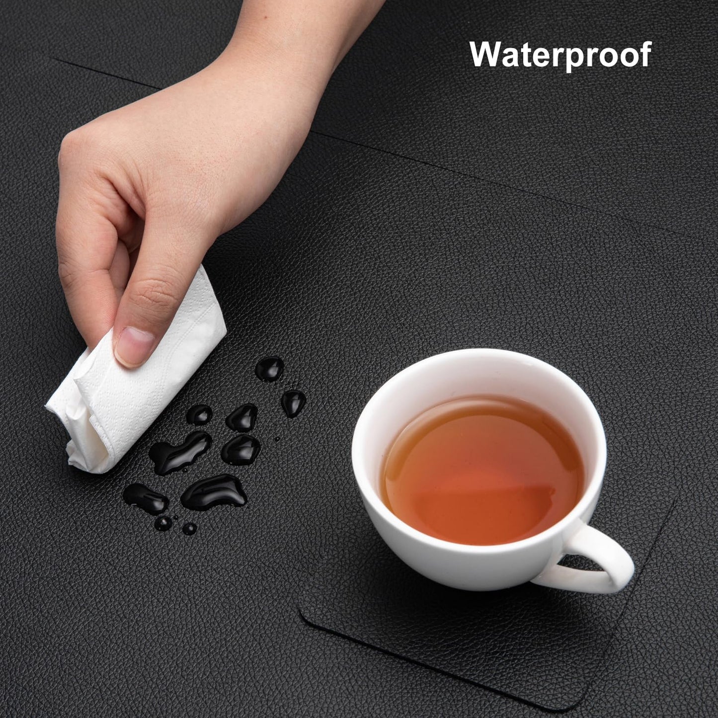 Myir JUN Table Runner Double Sided Vinyl Runner Table 55 Inch Long Runner for Table Washable Waterproof Non-Slip for Home Decorations Black,12 x 55 inch