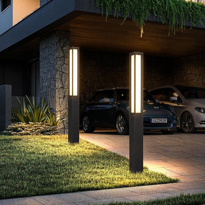 Landscape Path Lights AC100-240V, 71" High Outdoor Pathway Light Hard Wired, Waterproof Modern Bollard Lamp, Driveway Walkway Pole Lights, 3000K LED Lighting for Patio Yard Garden Commercial