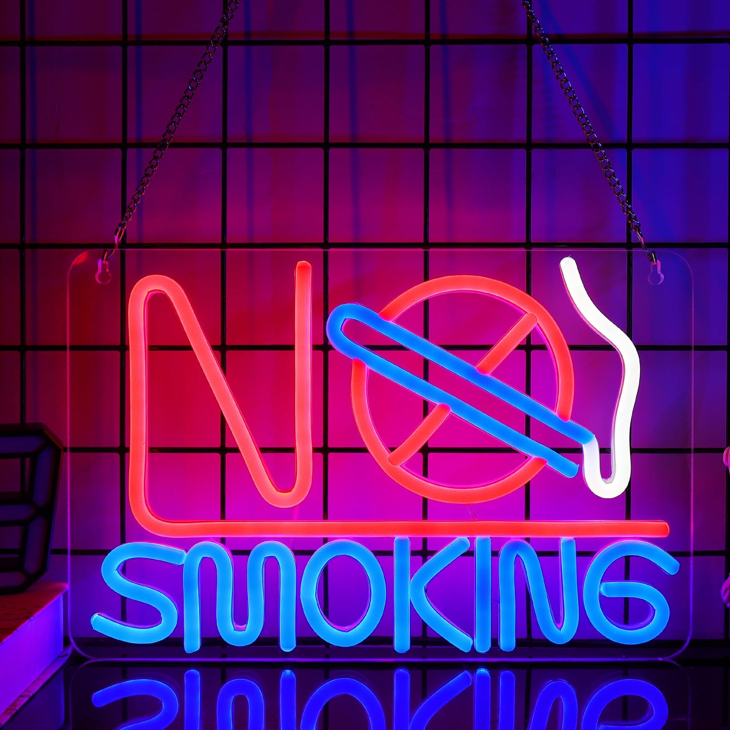 Neon Signs - No Smoking, Bedroom & Business Suitable - USB Powered with Hanging Hooks