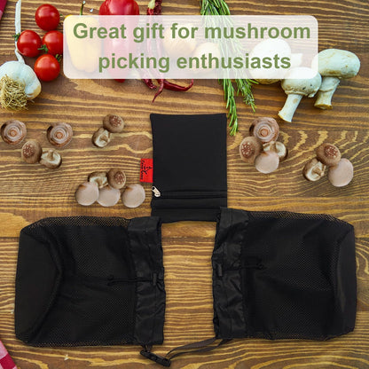 Morel Mushroom Foraging Bag with Adjustable Waistband, 2 Mesh Picking Bags for Collecting Mushrooms, Outdoor Hunting Bags Lightweight and Sturdy to Wear Around Waist, Harvesting Bag, 1 Tool Bag