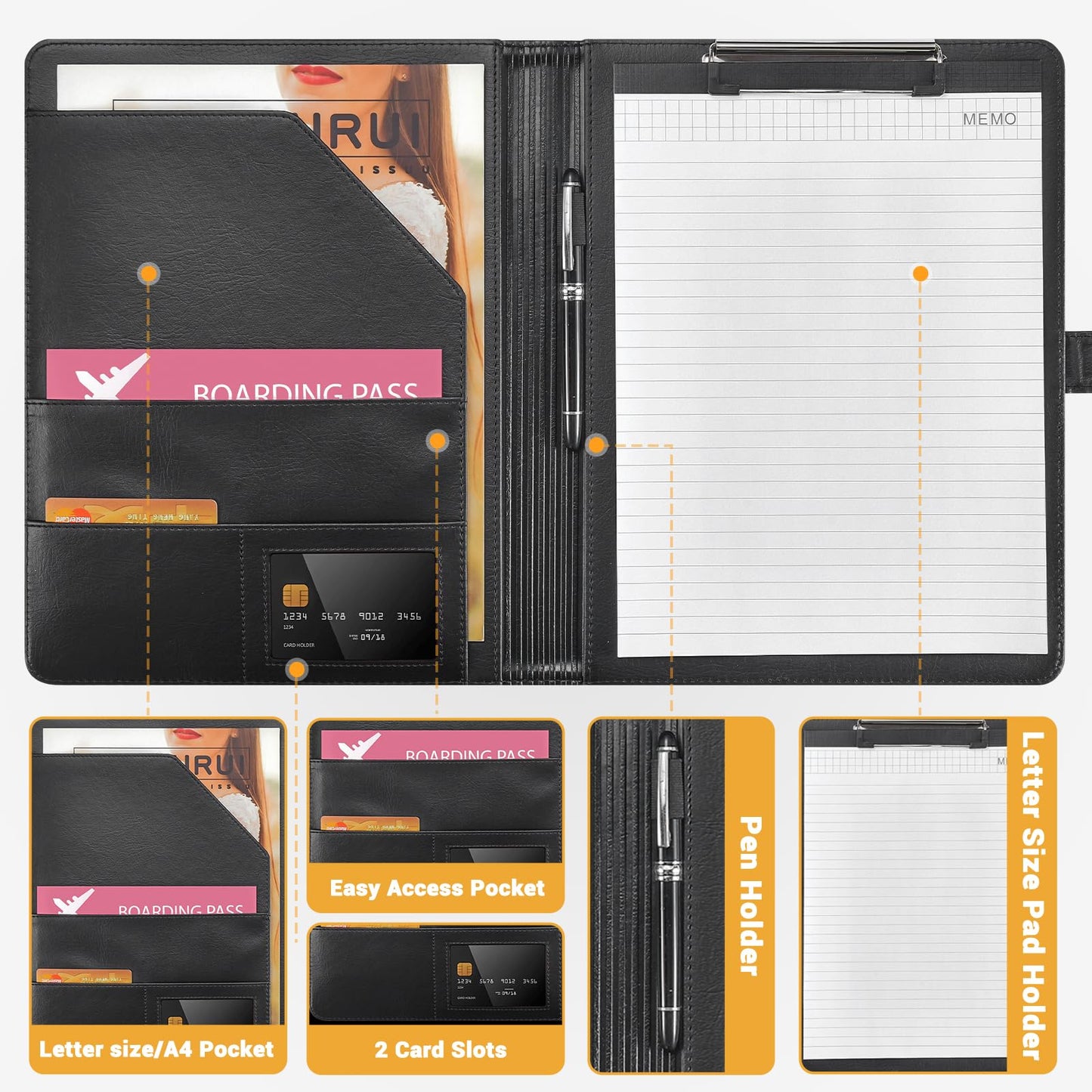 Padfolio Portfolio Clipboard Folder Pacific Mailer Resume Portfolio Folder Legal Document Organizer Legal Pad Holder for Interview School Business Office Conference