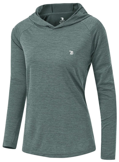 TBMPOY Womens UPF 50+ Sun Protection Hoodie Shirt Long Sleeve Fishing Hiking Outdoor UV Shirt Lightweight 6-Cyan M