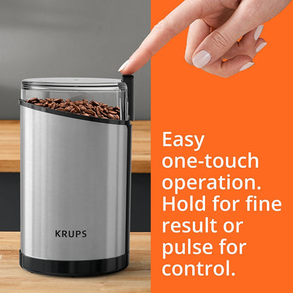 KRUPS Precision Electric Coffee Grinders, 3 oz Capacity, 200W Motor, Stainless Steel Blades for Uniform Grinding of Beans, Herb and Nuts, Coffee and Spice Grinder Electric, (Black)