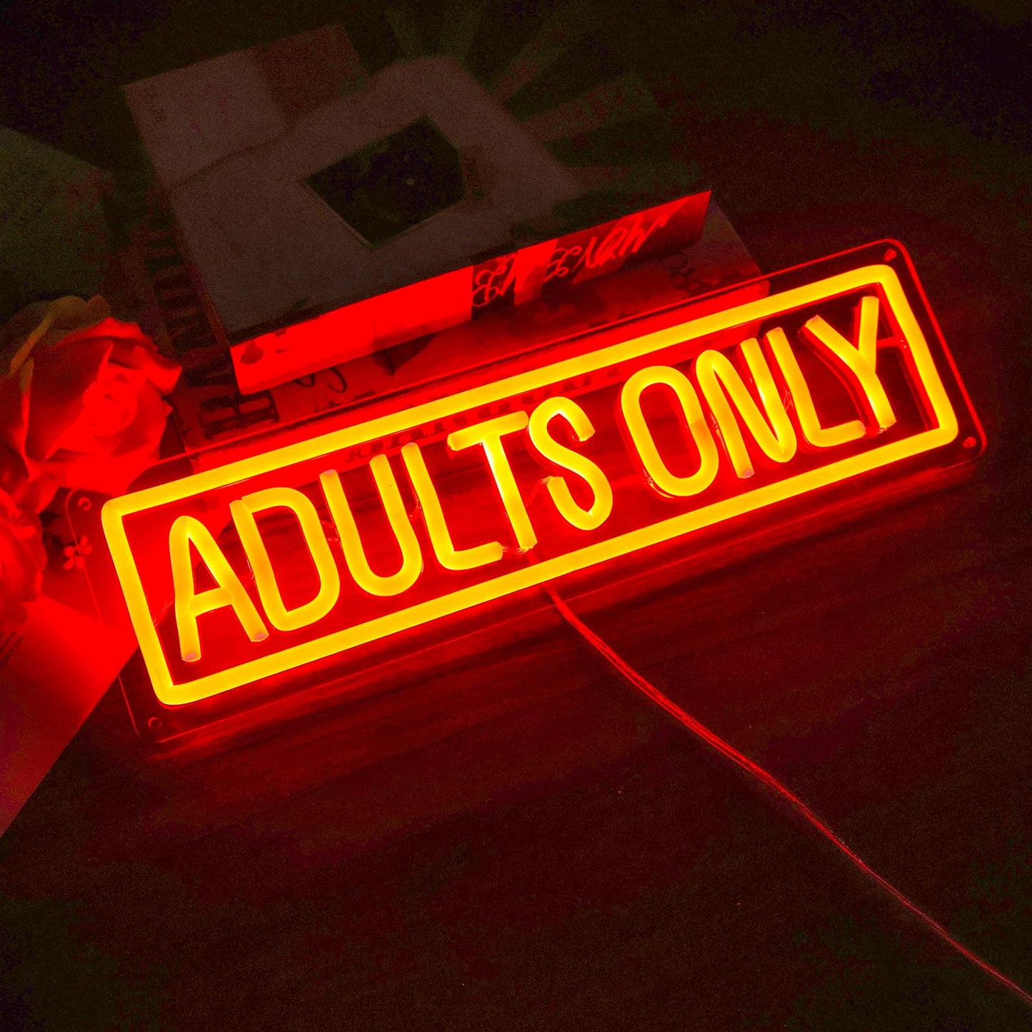 Adults Only Neon Sign, Dimmable USB Powered LED Neon Lights Letter Words Signs for Bedroom Bar Man Cave Hotel Party Game Room Wall Decor
