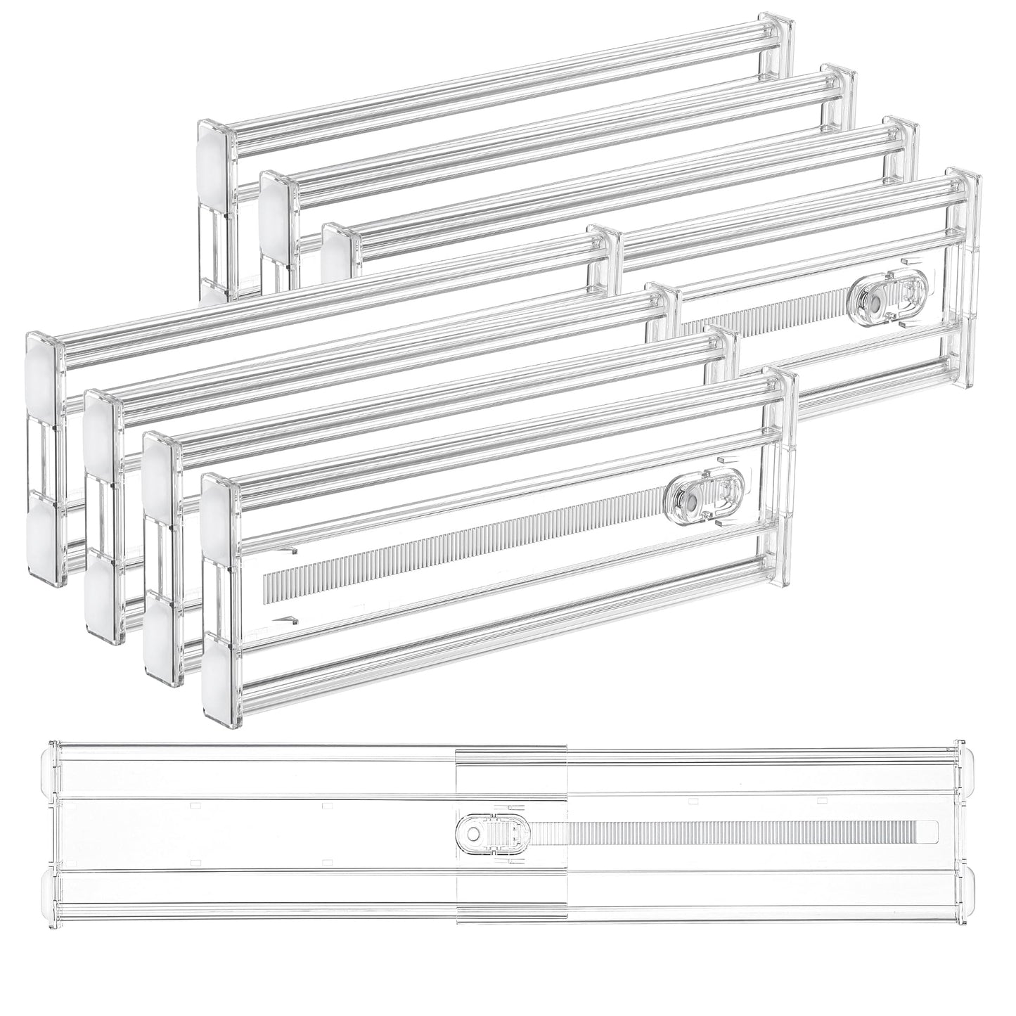 Vtopmart 8 Pack 4" Regular Upgrade Drawer Dividers for Clothes, 12.8"-22.3" Expandable Dresser Drawer Organizer, Clear Plastic Separators for Dresser, Baby Clothing, Underwear, Cosmetic, Toiletries