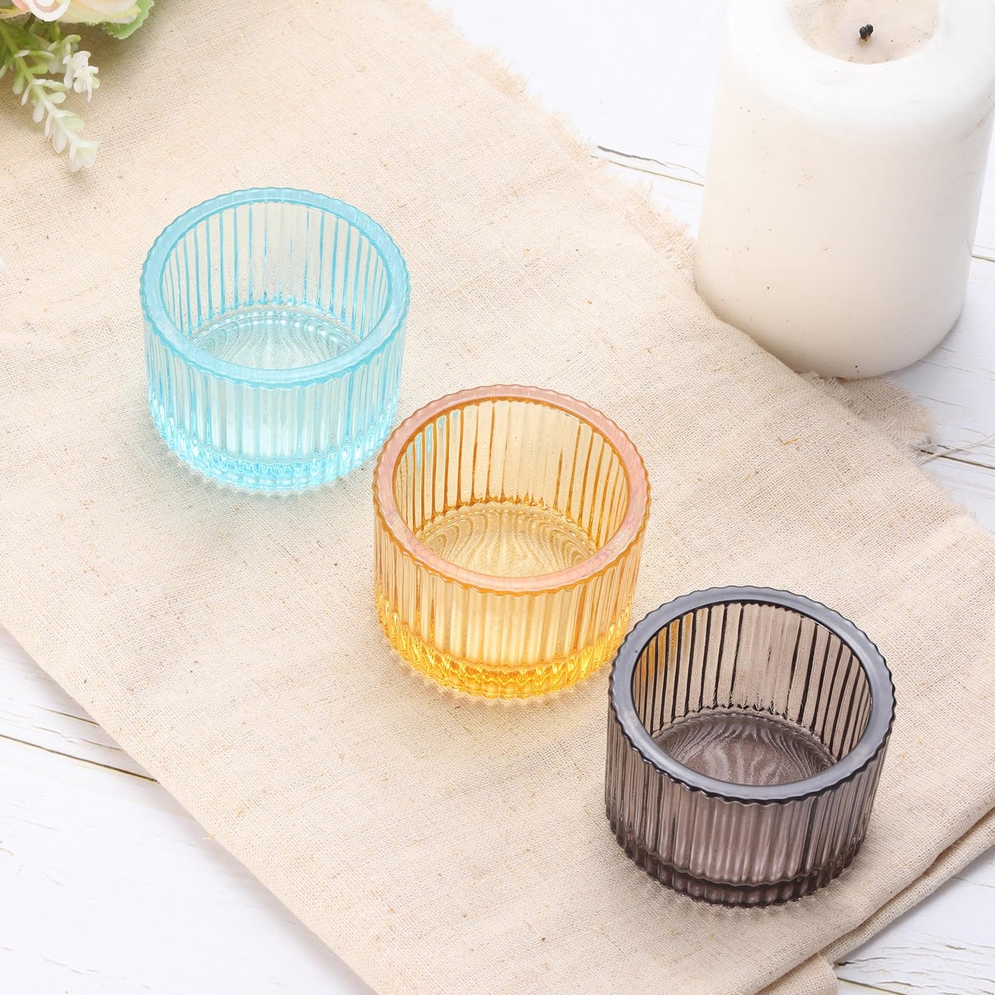 PATIKIL 4 Pcs Tealight Candle Holder, Tea Lights Candle Holder Glass Votive Candle Holders Glass Candle Holders for Table Centerpiece Decor Wedding Dinner Party, Red