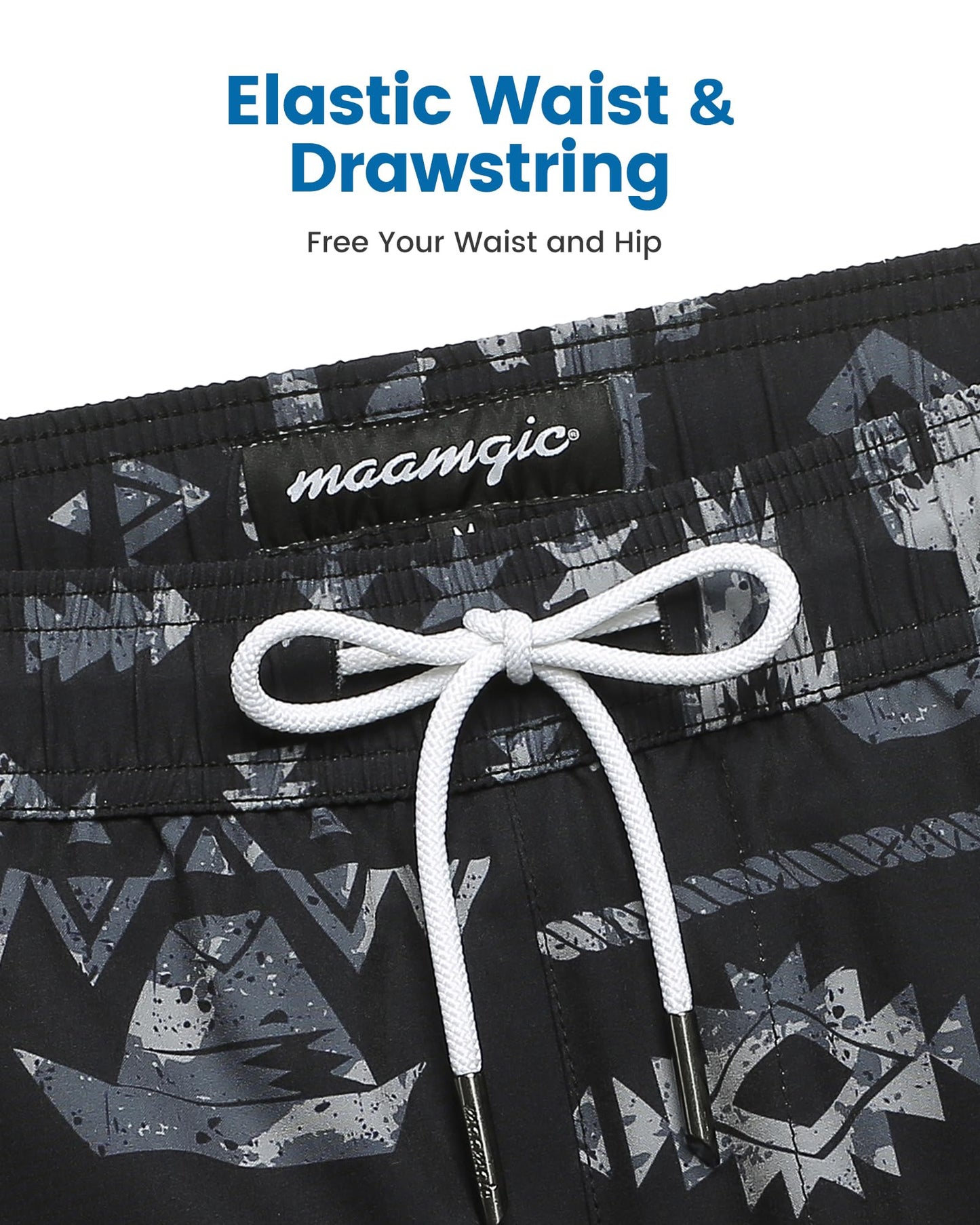 maamgic Mens Swim Trunks with Compression Liner 5 Inch, Quick Dry Bathing Suit with Zipper Pockets, Stretch No-Chafing Swim Shorts, Dark West X-Small