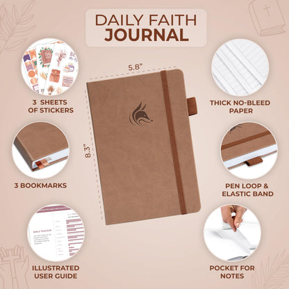 Clever Fox Daily Faith Journal – Guided Prayer, Gratitude & Bible Study Notebook – Faith Based Gifts & Journaling Supplies for Women (Dark Terracotta)