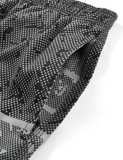 ELETOP Men's Swim Trunks Quick Dry Bathing Suit Swimming Board Shorts Mesh Lining Beach Swimwear Stripe Grey M
