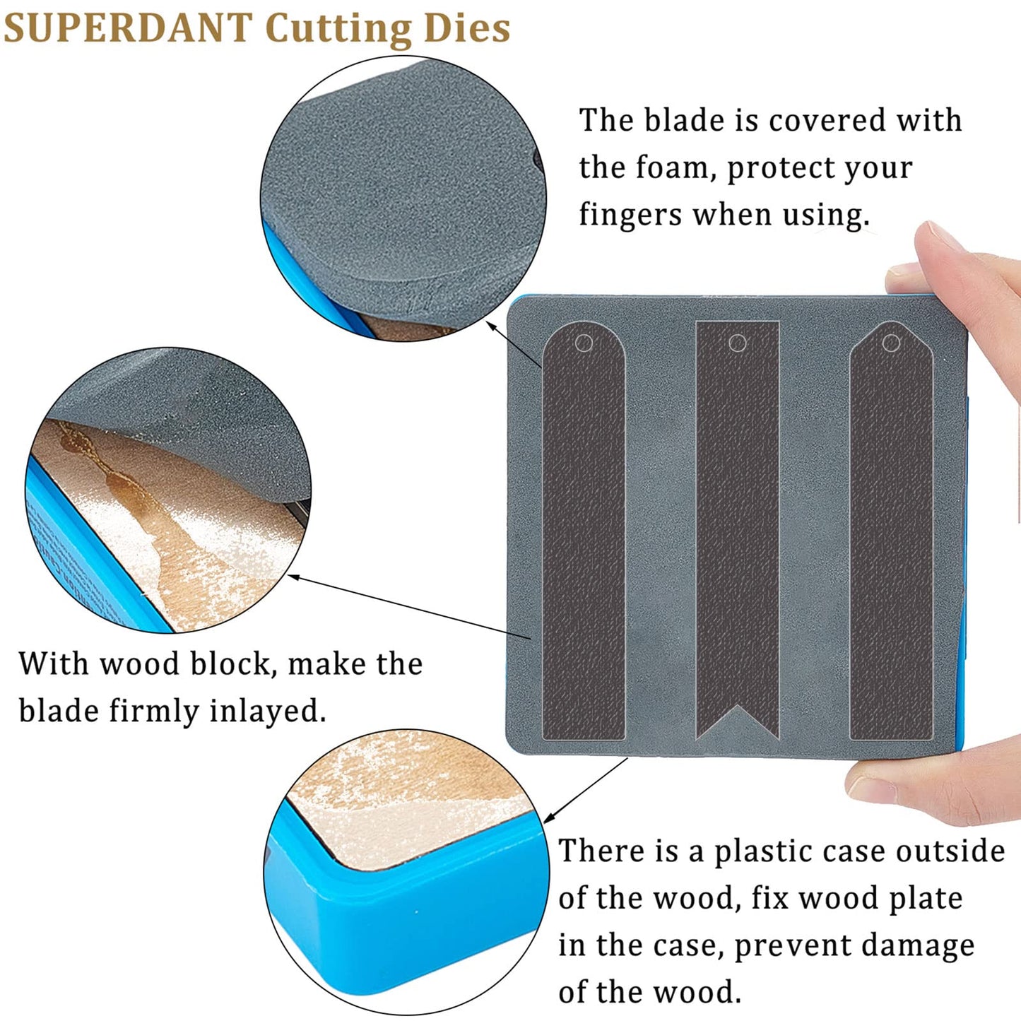 SUPERDANT 3 Shapes Leather Bookmark Cutting Dies Classic Stitched Bookmark Die Cutter Leather Page Markers Wooden Cutting Machine Gifts for Men Women Kids Bookworms Writers Back to School