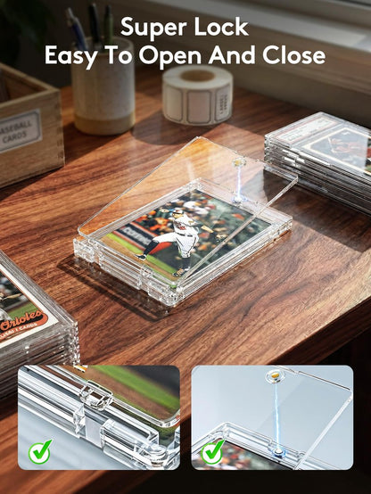 Magnetic Card Holder, Super Thin Premium 35pt One Card Holder Touch Card Protectors Hard Plastic Mag Case for Sports, Baseball, and Collectible Trading Cards (100)
