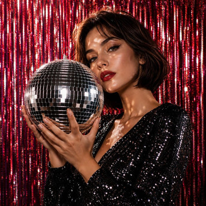 Alytimes Mirror Disco Ball - 8-Inch Cool and Fun Silver Hanging Party Disco Ball –Big Party Decorations, Party Design