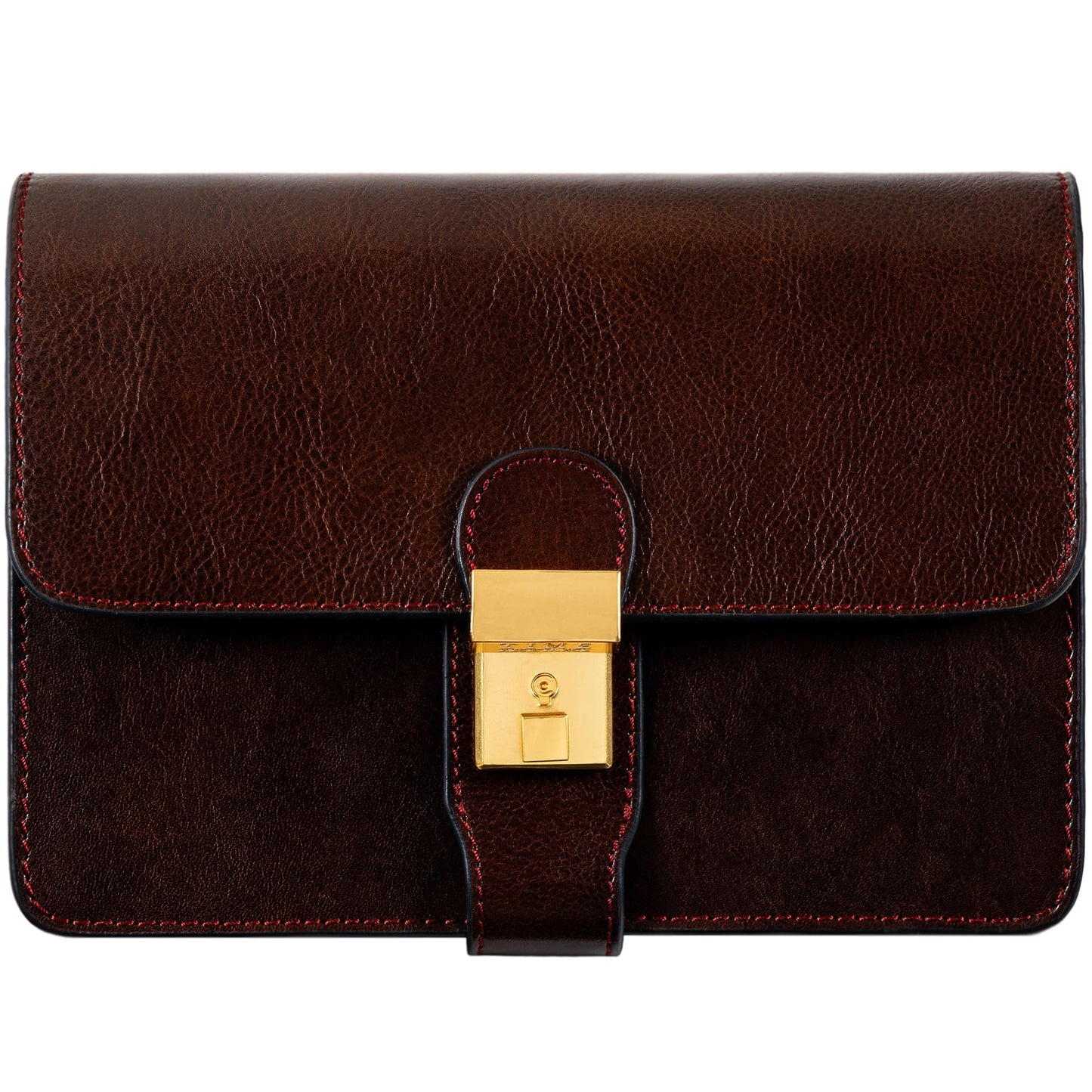 Time Resistance Leather Clutch - Organizer Bag for Men - Wrist Bag - Briefcase Handmade in Italy - Handbag for Men (Brown) - Gift Box Included