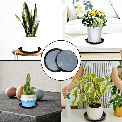 OFiSEXPT 15 Pcs Plant Saucer Set, 6, 8, 10 Inch Plastic Pot Trays, Flower Planter Saucers, Drip Trays for Indoor/Outdoor, Sturdy Plant Plate Water Catcher (Black)