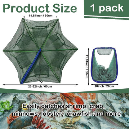 Foldable Fishing Bait Trap, Collapsible FishingTrap Net for Minnow, Crab, Crayfish, Shrimp - Easy Use 10 Hole Cast Trap Net Fishing Accessories, Catch More Fish and Crustaceans Effortlessly