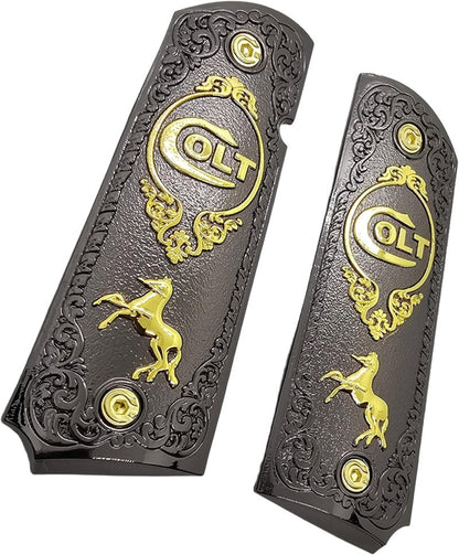 COLT 1911 Tactical Grip - Full-Size Black & Gold Pistol Handle