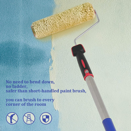 FLY HAWK Paint Roller,4 FT Brush kit Multi-Function Paint Roller kit with House Paint Roller Brush Stainless Steel Pole, New Splicing Rod, Mural Brush for Walls and Ceiling (White) (4 FT)