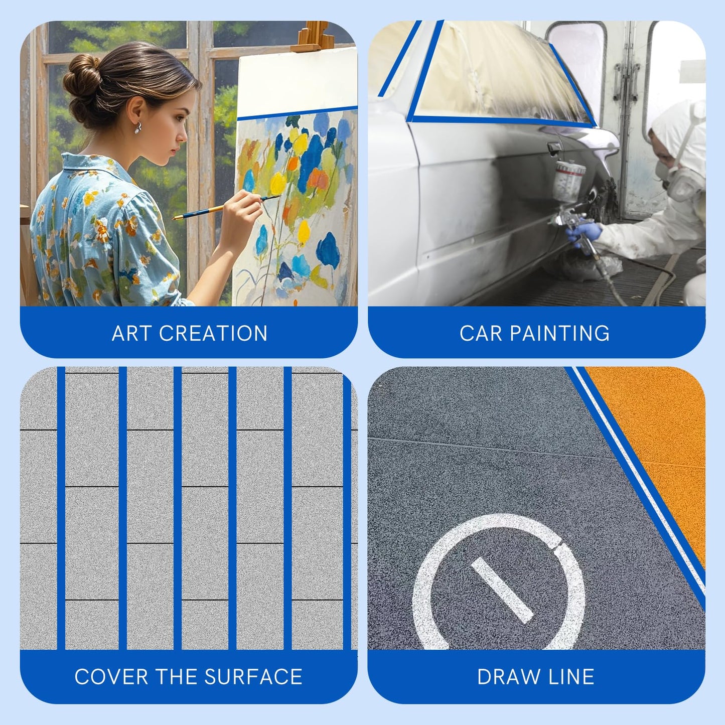 Blue Painters Tape,1.5 Inch x 60Yards-16 Roll,Multi-Surface Painter's Tape Blue Masking Tape for Walls,Paint Tape with Medium Adhesive Backing,Easy Removal,Ideal for Painting,Home Improvement,Crafting