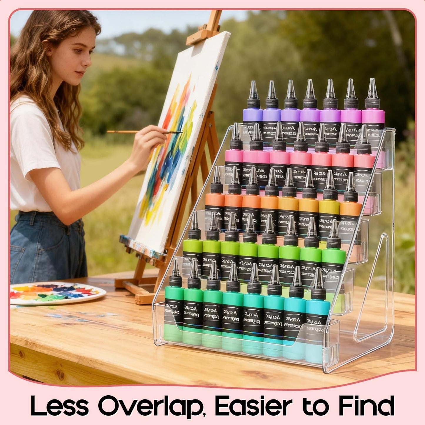 Vowcarol Clear Acrylic Paint Organizer Tall Version - 5 Layers, Miniature Paint Holder, Craft Organizer Rack