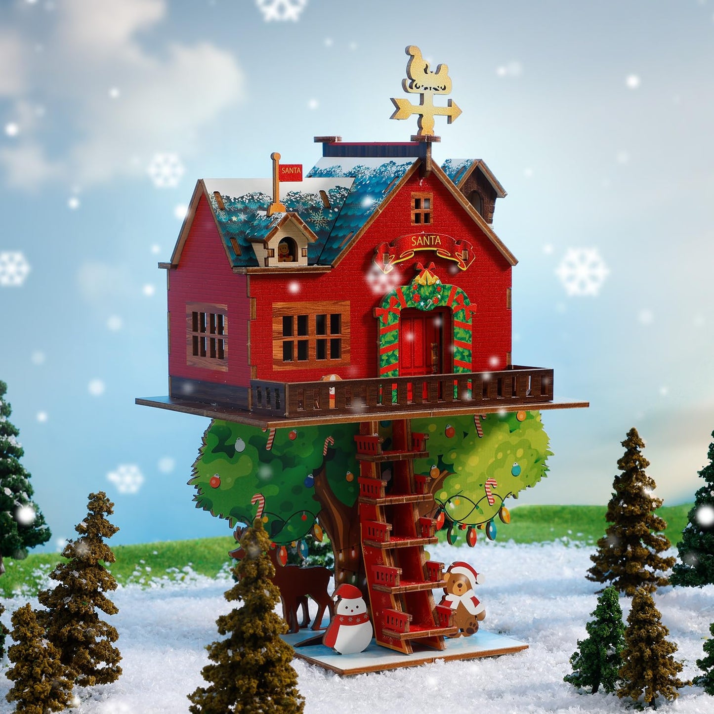 3D Puzzles for Adults Treehouse - Christmas Theme, Fun Holiday Home Decor