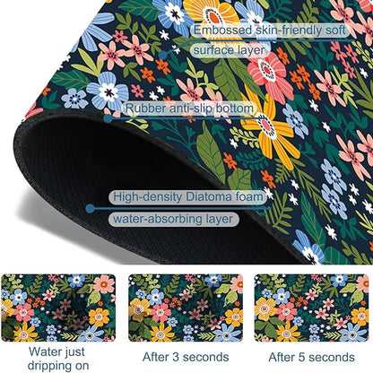 Colorful Flower Kitchen Sink Splash Guard Faucet Mat Flowers Leaves Super