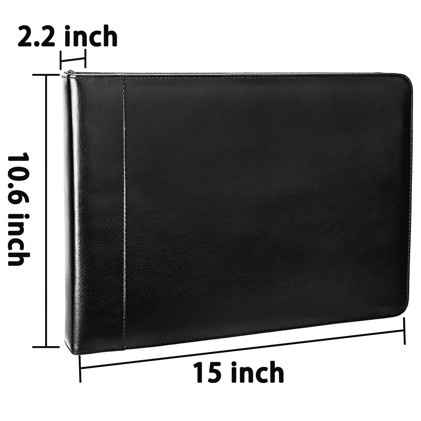 Antner Zippered 7 Ring Business Checkbook Binder Portfolio for 3-on-a-Page Business Checks, 600 Checks Capacity, PU Leather Check Book Binder Cover for 9x13 Sheets, Built-in Storage Organizer, Black
