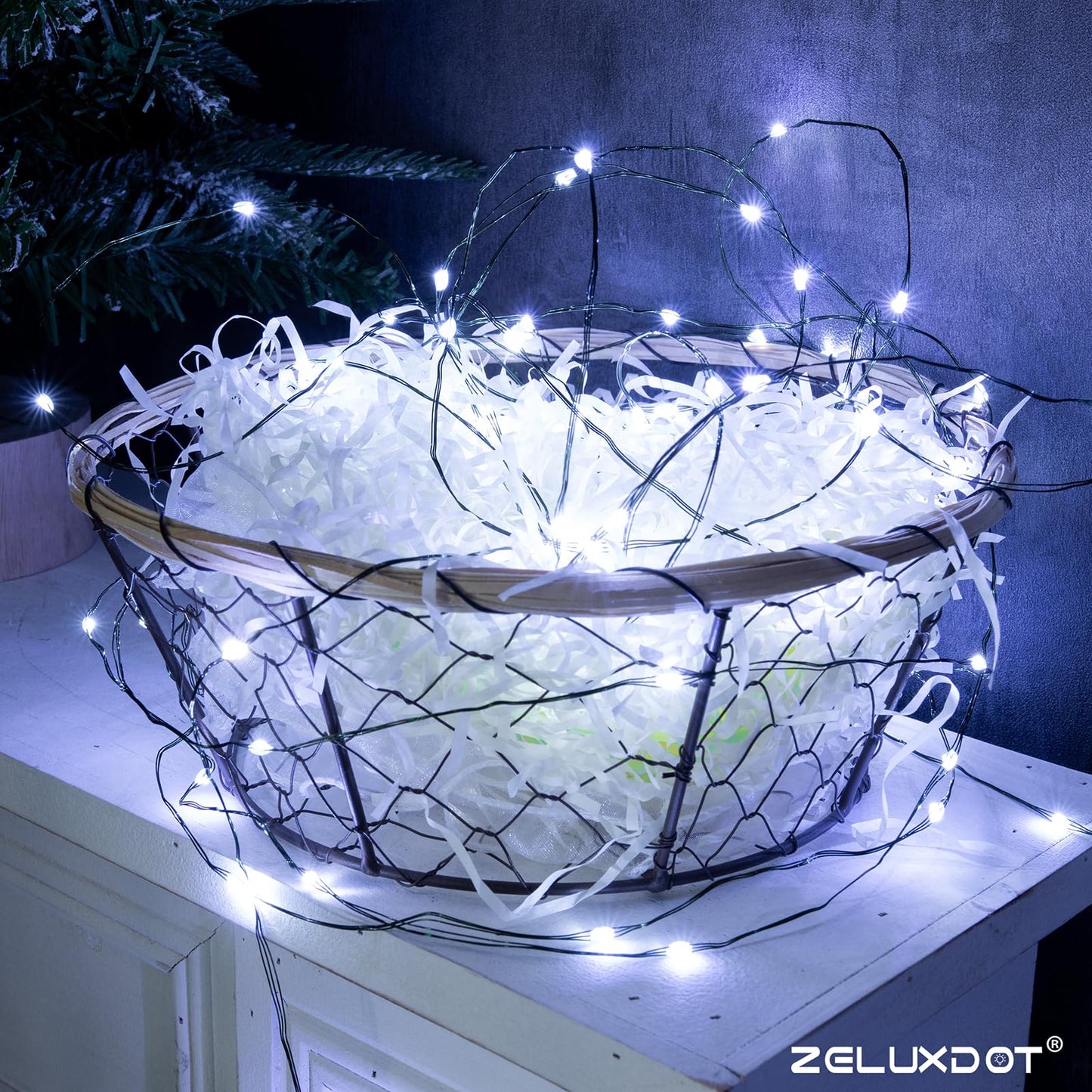 ZELUXDOT Fairy Lights Plug in,400FT 1200LEDs Waterproof Led String Lights,8 Modes Remote Twinkle Light for Outdoor Indoor Christmas Wedding Birthday Garden Party Decorations,Green Wire,Cool White