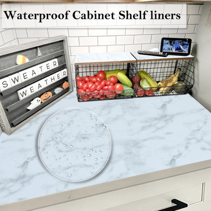 Shelf Liners for Cabinets Waterproof 11 Inch Wide X 20 Ft Cabinet Drawer Liners Marble Printed Non Slip Washable Cupboard Liners Non Adhesive Drawer Mat for Kitchen Refrigerator Shelf Pantry Bathroom