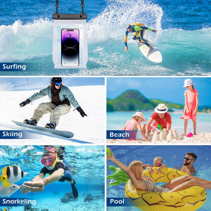 PEDVSTY Large Waterproof Phone Pouch [with Sealing Strip], Cell Phone Dry Bag for iPhone 16 15 14 13 Pro Max Galaxy S25 S24 S23 S22 All Devices, Floating Water Proof Bag for Beach Water Park White