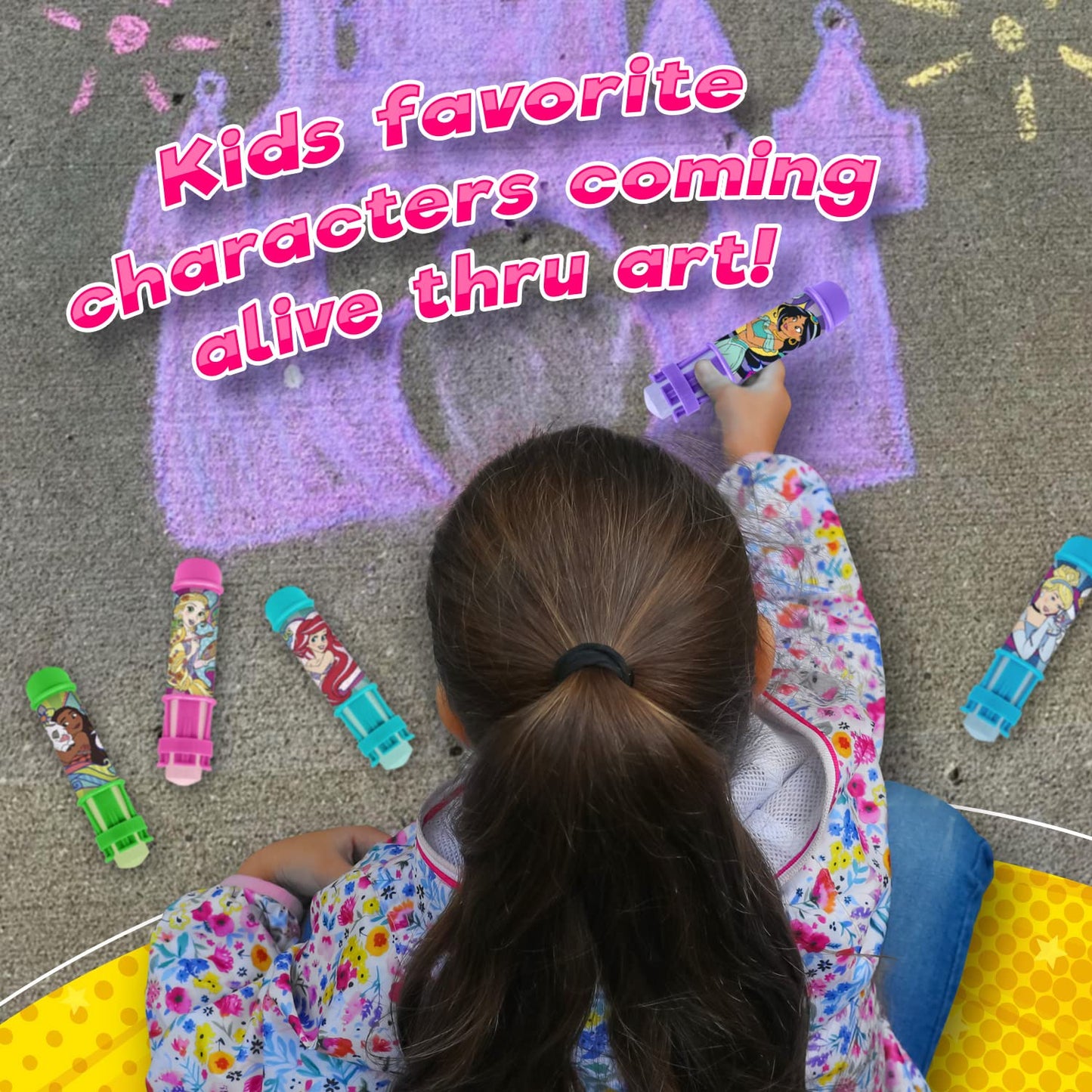 JA-RU Disney Princess Chalk Holder (1 Pack) Sidewalk Chalk for Kids - Kids Outdoor Play & Playground Toys - Non Toxic Jumbo Chalk for Boys and Girls - Birthday Gifts. B-6904-1