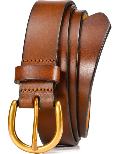 WOLFANT Womens Casual leather Jean Belt,1.1" Ladies Belt with Gold Buckle,100% Italian Full Grain Real Solid Leather