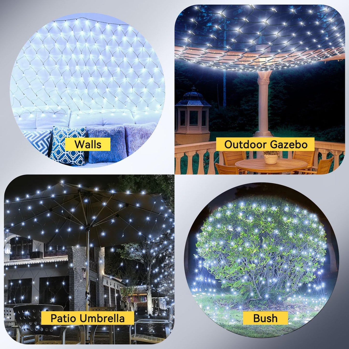 21ft x 5ft Solar Net Lights Outdoor, Solar & USB 2 Power Way 360 LED Waterproof Mesh Lights for Bushes, Remote Control 8 Modes String Light Trees Patio Garden Christmas Indoor Decor (Cool White)