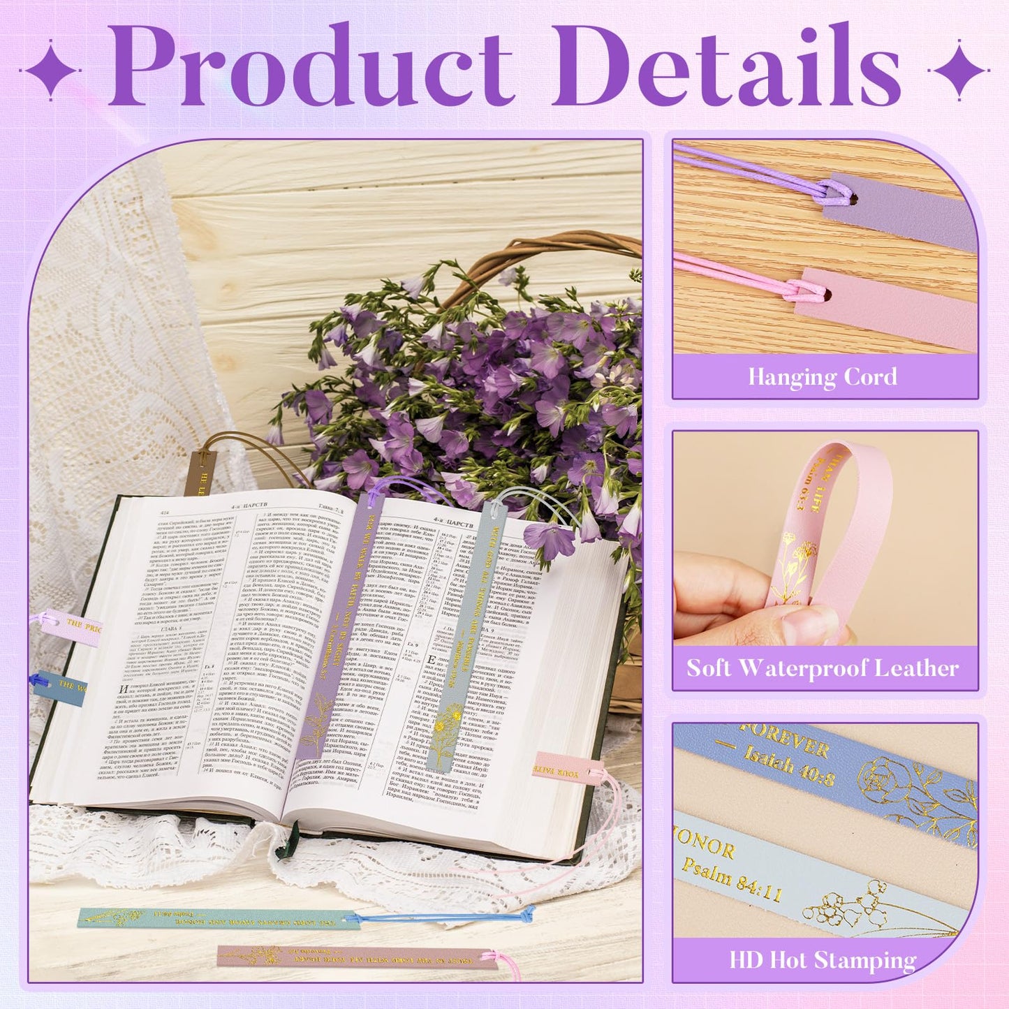 Bible Bookmark Christian Bookmarks, Pretty Bulk Leather Page Markers Religious Verse Scripture Book Marks for Reading Women Men Adults Book Lovers Christian Gifts Personalized Inspirational(20pcs)