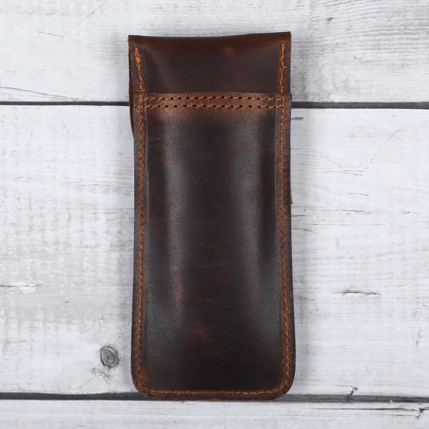 CestAntiQ Leather Pen Case - Handmade Executive Pen Holder - Professional Fountain Pen Organizer Pouch Brown