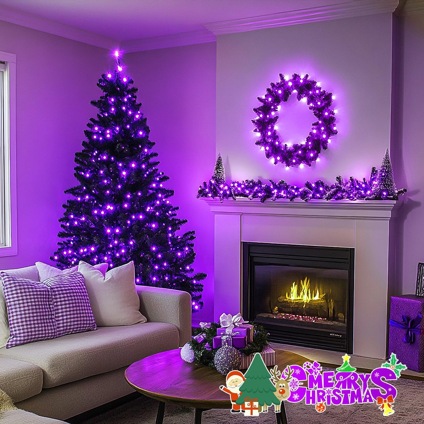 JMEXSUSS 200 LED 66ft Purple Christmas Lights, Connectable Purple String Lights Plug in, 8 Modes Outdoor Christmas Light for Tree Outside Indoor Patio Party Ceiling Room Xmas Decor
