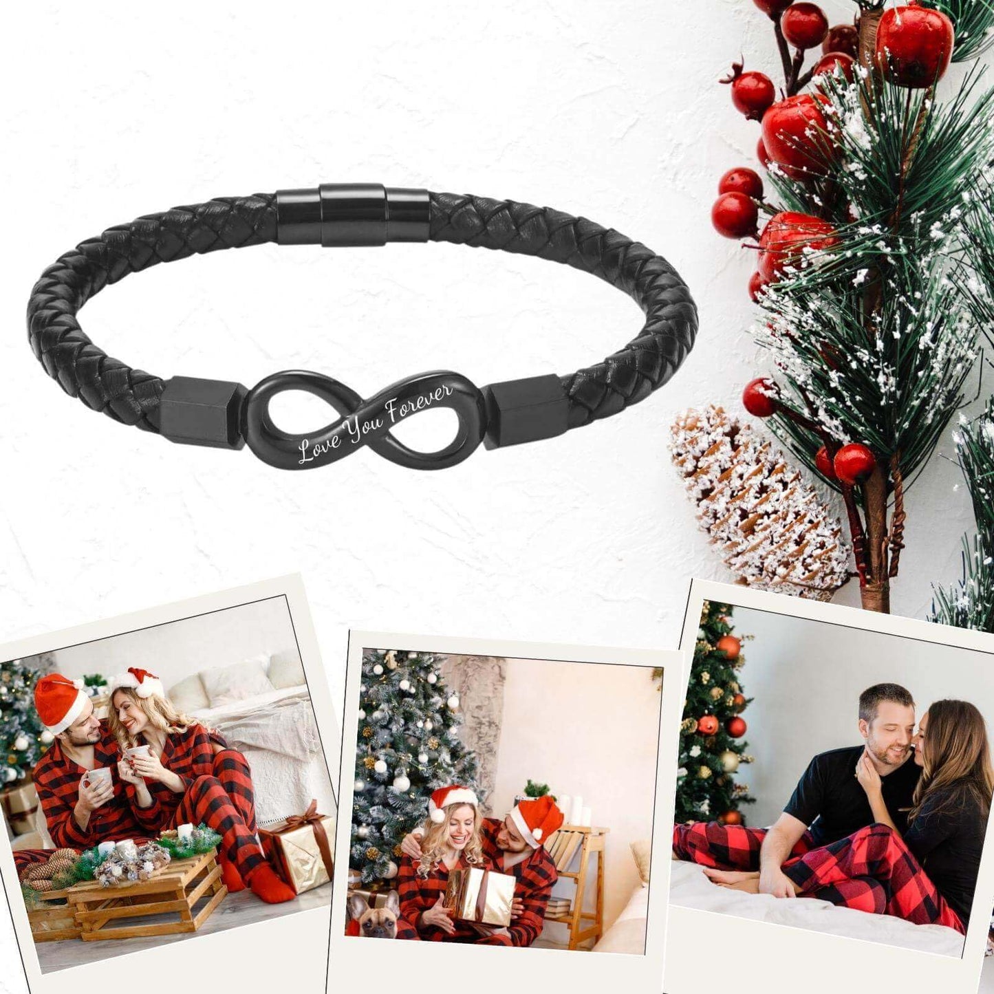 Coolvy To My Man Infinity Bracelet for Men Valentine Birthday Christmas Gifts for Boyfriend Husband Personalized Leather Bracelets