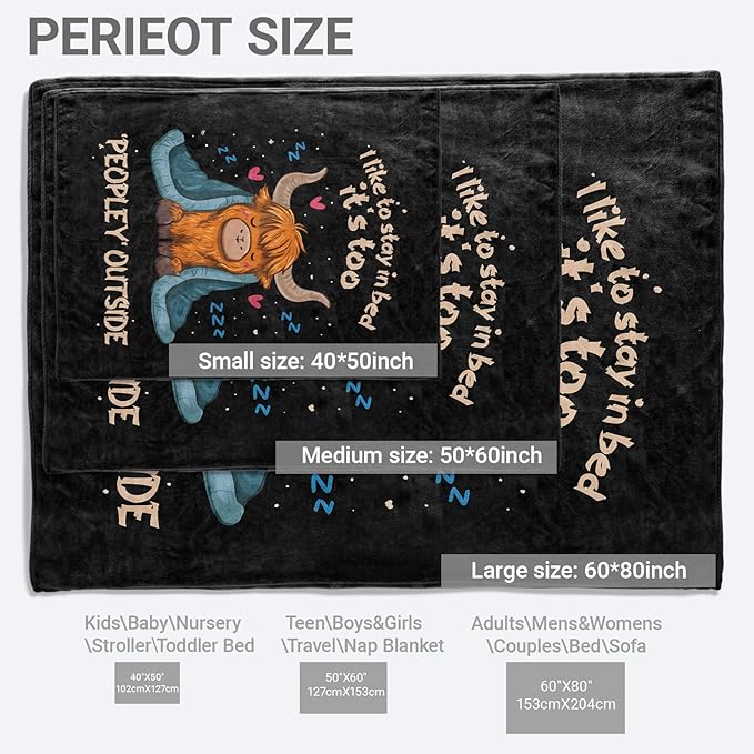 Cute Highland Cow Lightweight Throw Blanket, Cartoon Sleep Animal with Heart and Star, Warm Soft Cozy Flannel Blankets, Couch Dorm Home Decor All Season Use, 50x40in, Gifts for Girls Women