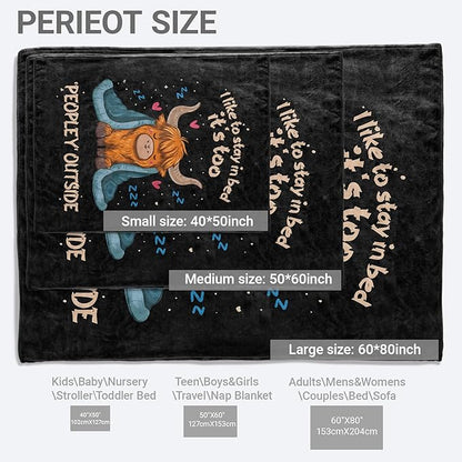 Cute Highland Cow Lightweight Throw Blanket, Cartoon Sleep Animal with Heart and Star, Warm Soft Cozy Flannel Blankets, Couch Dorm Home Decor All Season Use, 60x50in, Gifts for Girls Women