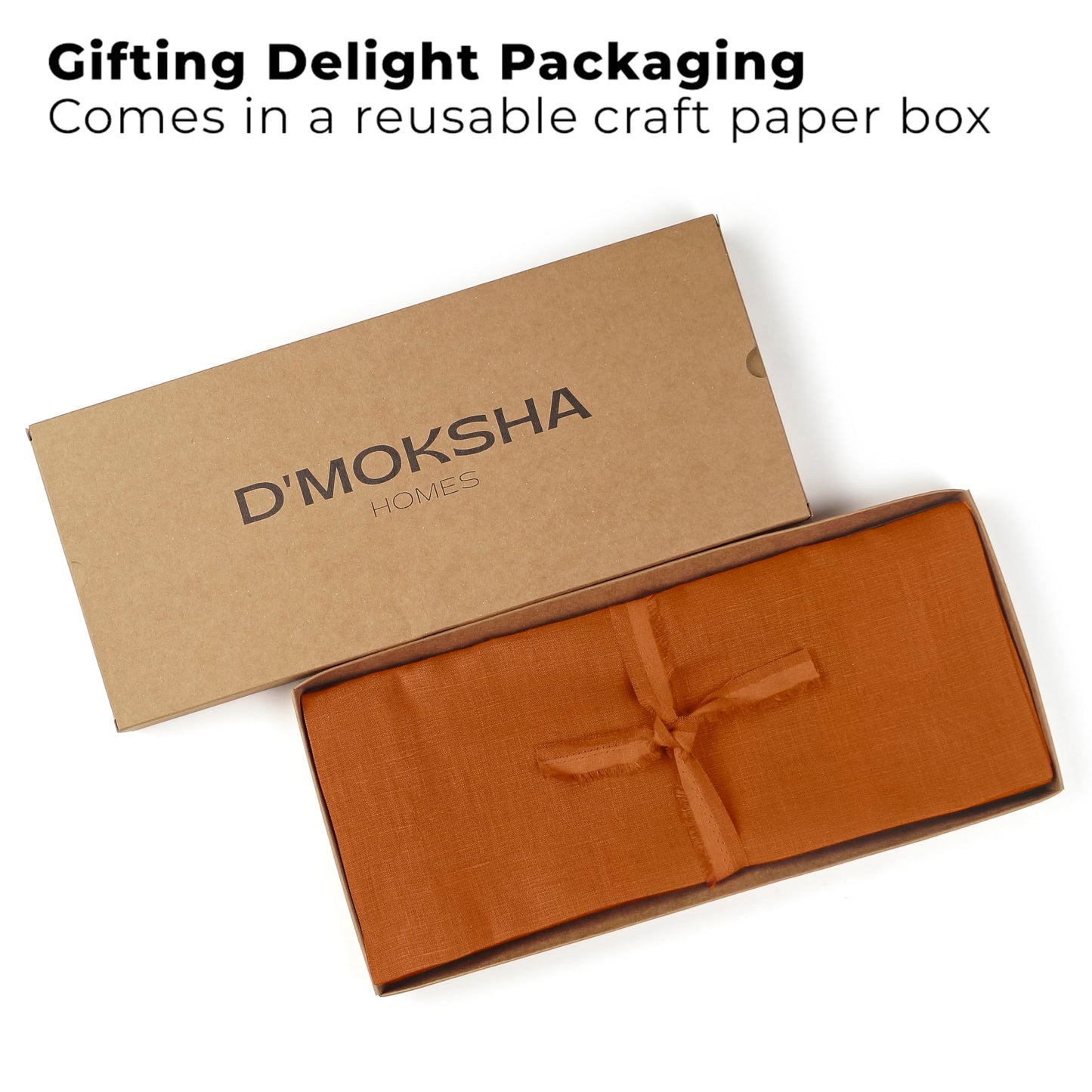 Classic Linen™ by D'Moksha Rust Table Runner 48 Inches, 100% Pure Linen, Coffee Table Runner, 14 x 48 Inch for Dresser Tables- Summer, Father's Day
