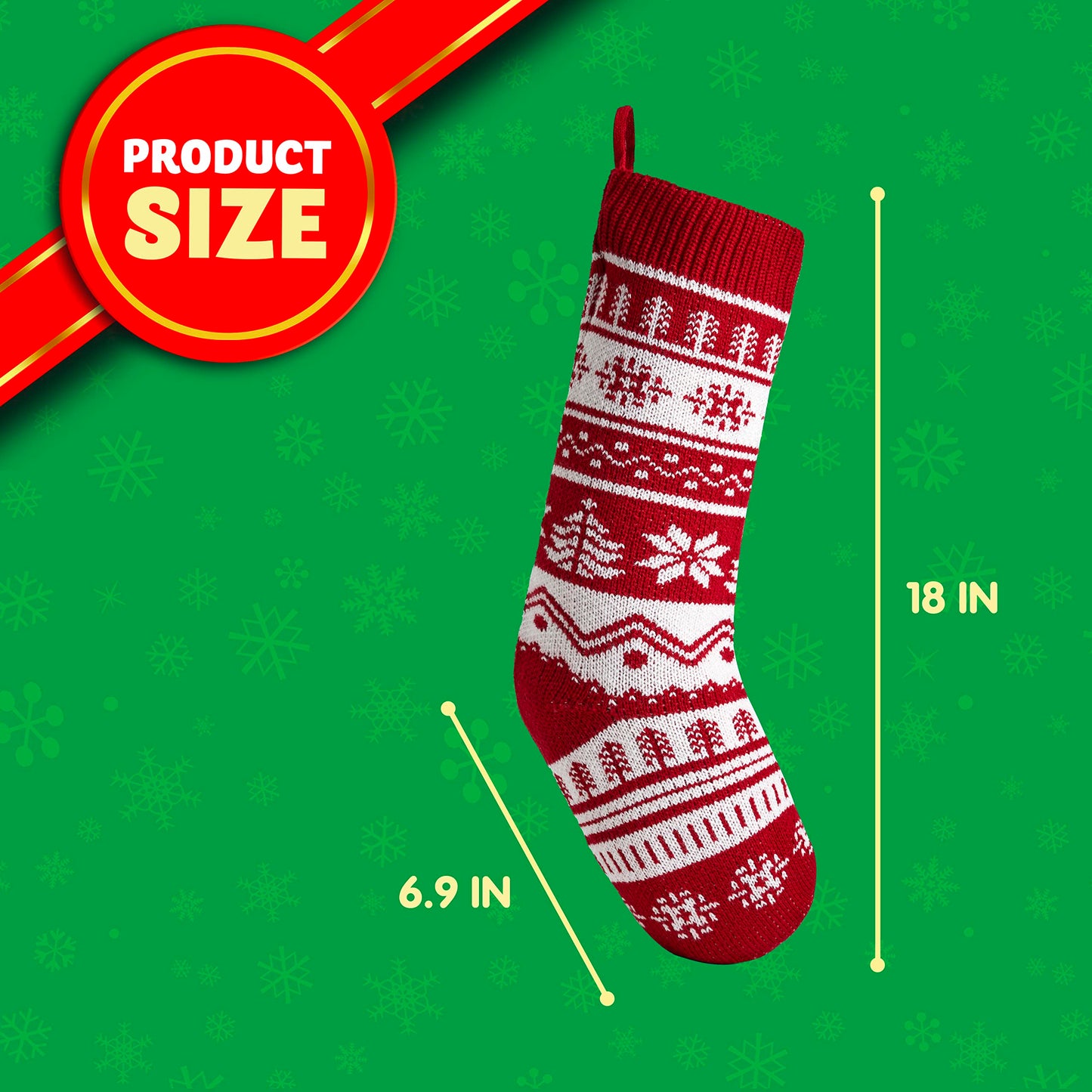 JOYIN 3 Pack 18" Knit Christmas Stockings, Large Rustic Yarn Xmas Stockings for Family Holiday Decorations