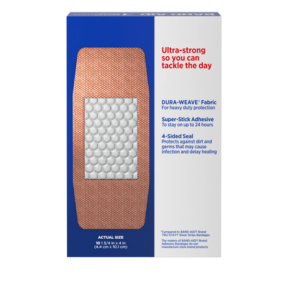 BAND-AID Brand Tough Strips Adhesive Bandages for Wound Care, Durable Protection for Minor Cuts and Scrapes, All One Size, 12 Pack
