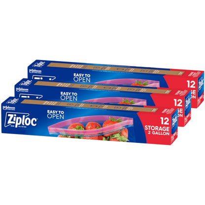 Ziploc 2 Gallon Food Storage Bags, Grip 'n Seal Technology for Easier Grip, Open, and Close, 36 Bags Total
